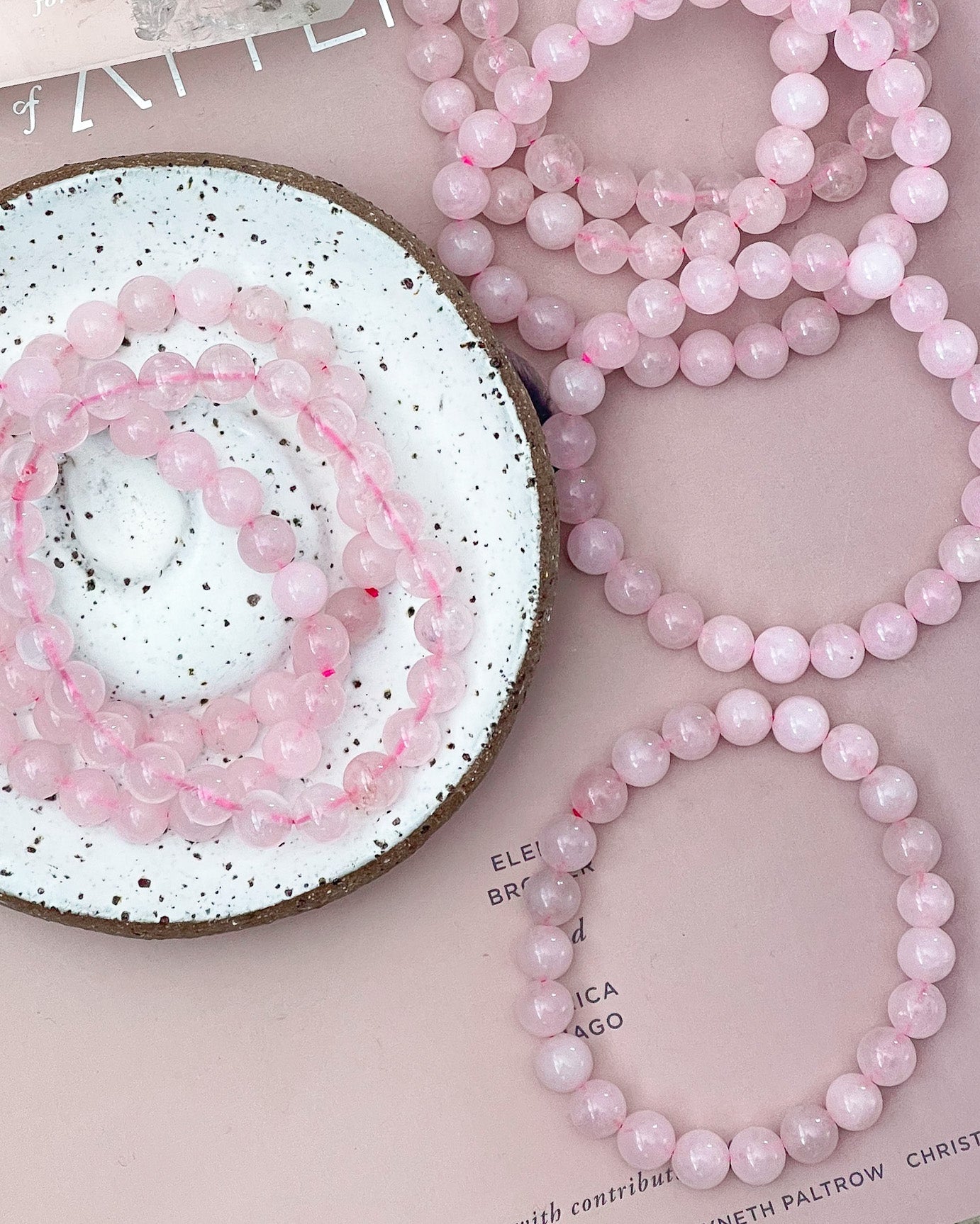 Rose Quartz Bead Bracelets // Love + Healing + Calming