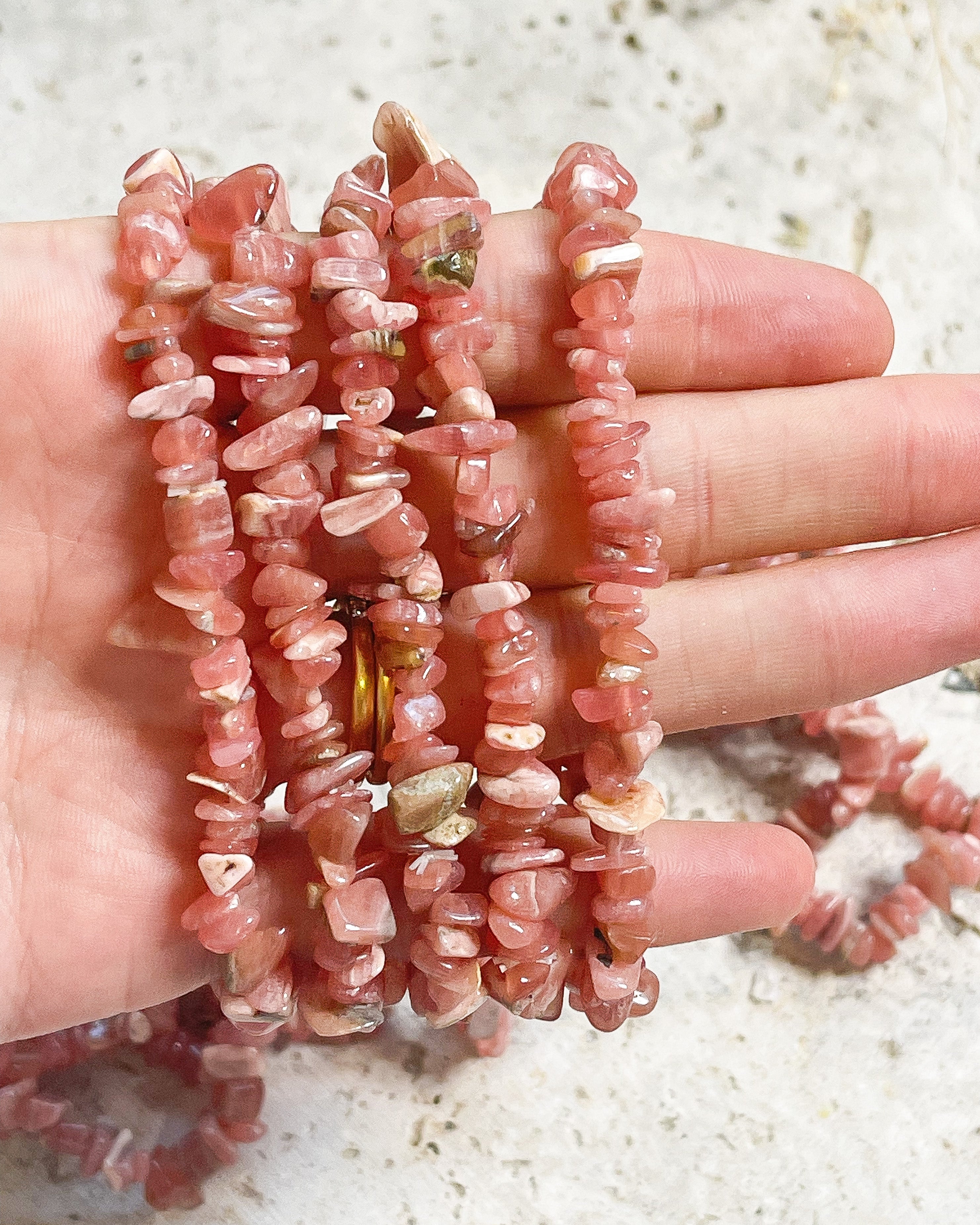 Rhodochrosite Chip Bracelet // Love + Self Love + Emotional Support