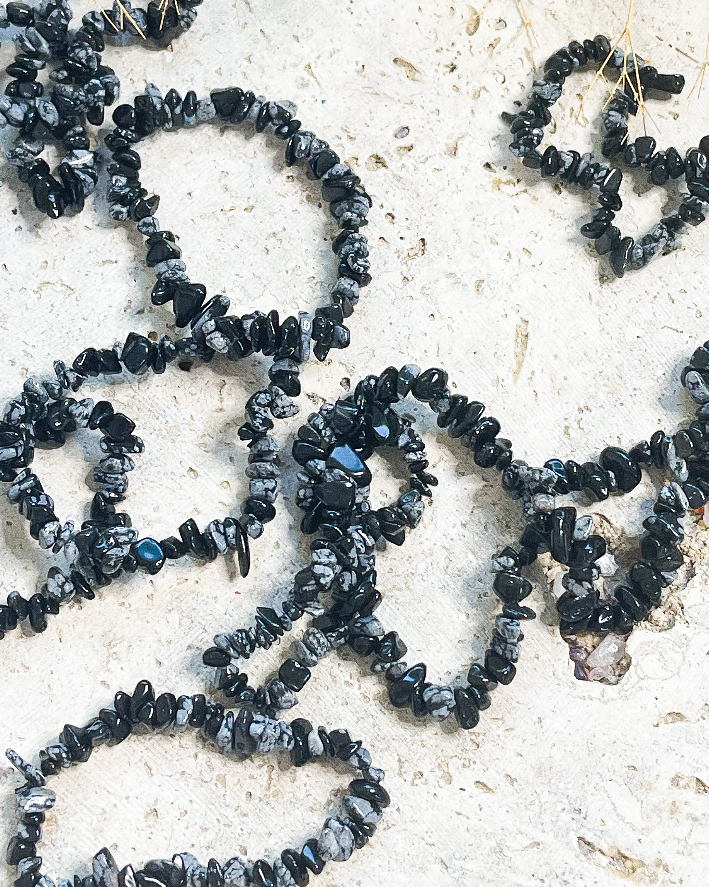 Snowflake Obsidian Chip Bracelets // Purity +Stability + Balance