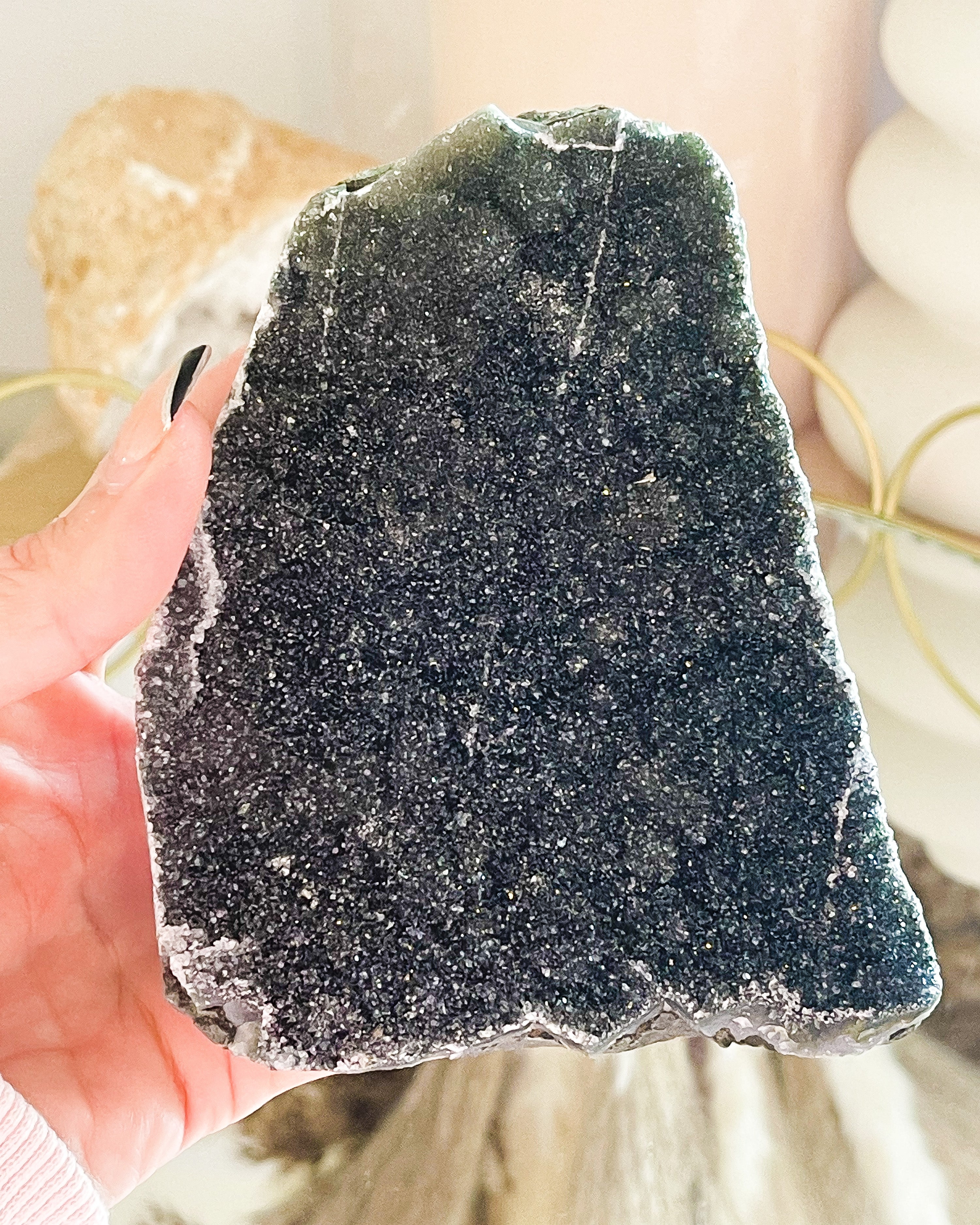 Black Amethyst Cut base // Spiritual Healing + Emotional Healing + Grounding + Protection