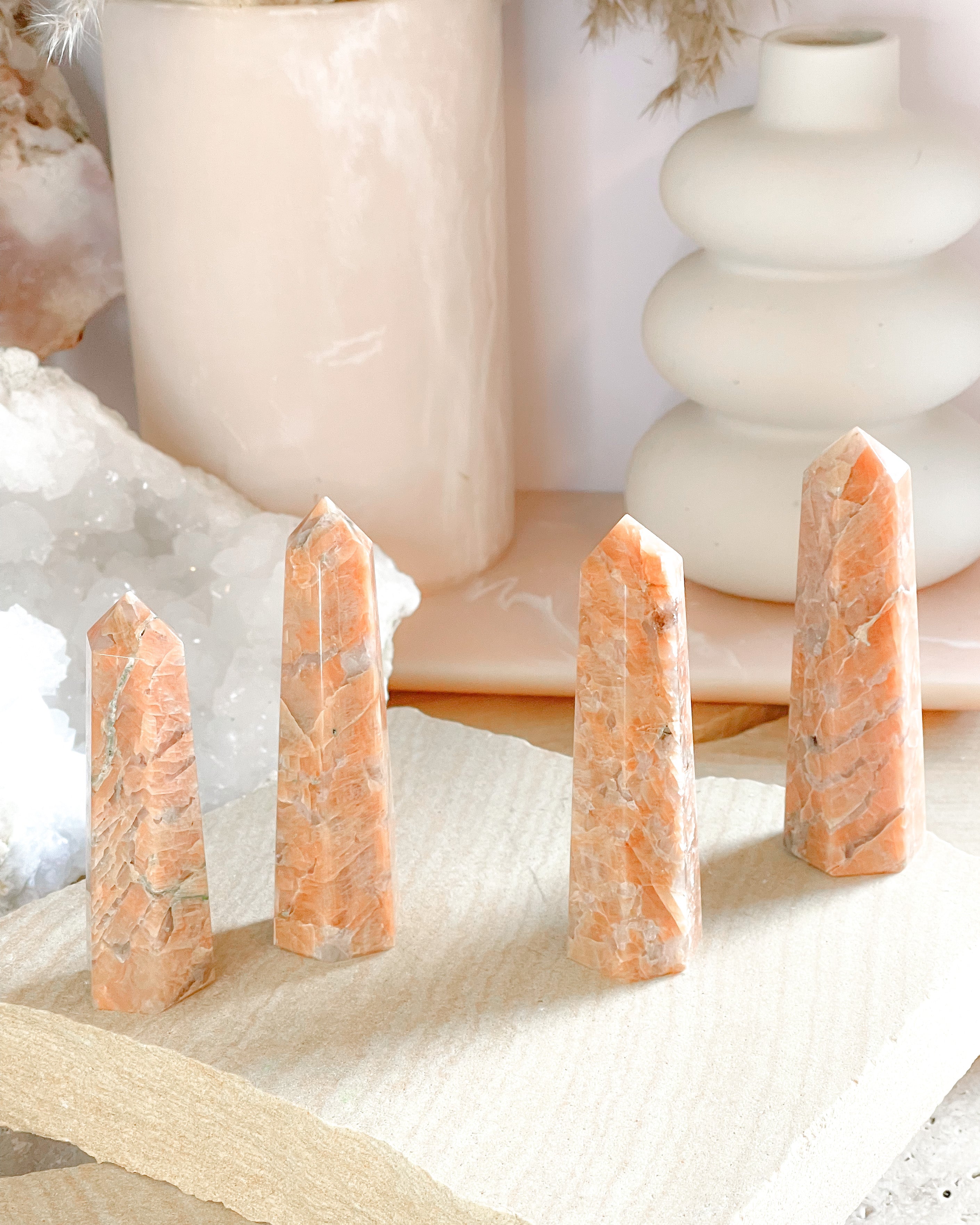 Peach Moonstone Generators // Divine Feminity + Passion + Nurturing