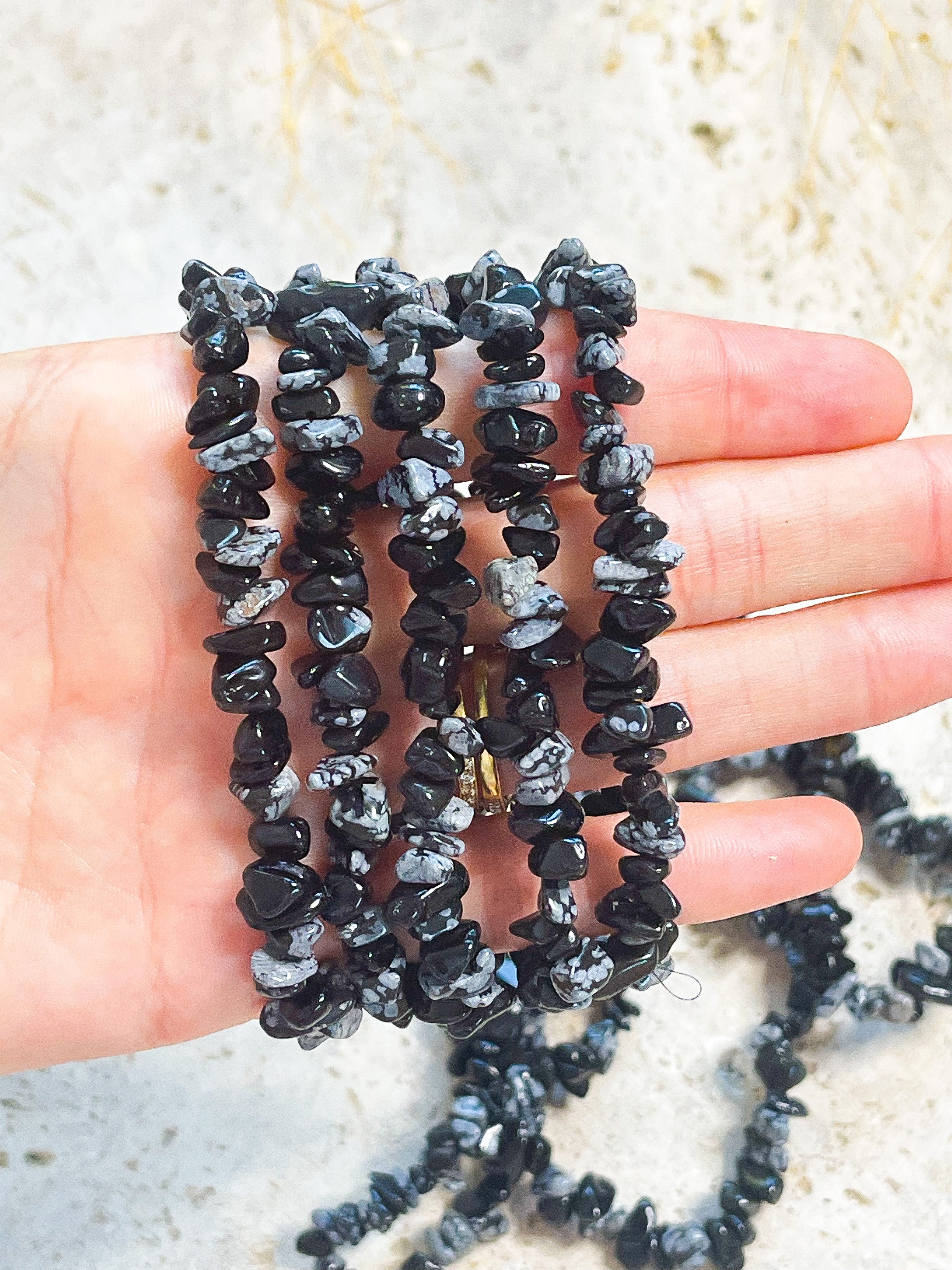Snowflake Obsidian Chip Bracelets // Purity +Stability + Balance