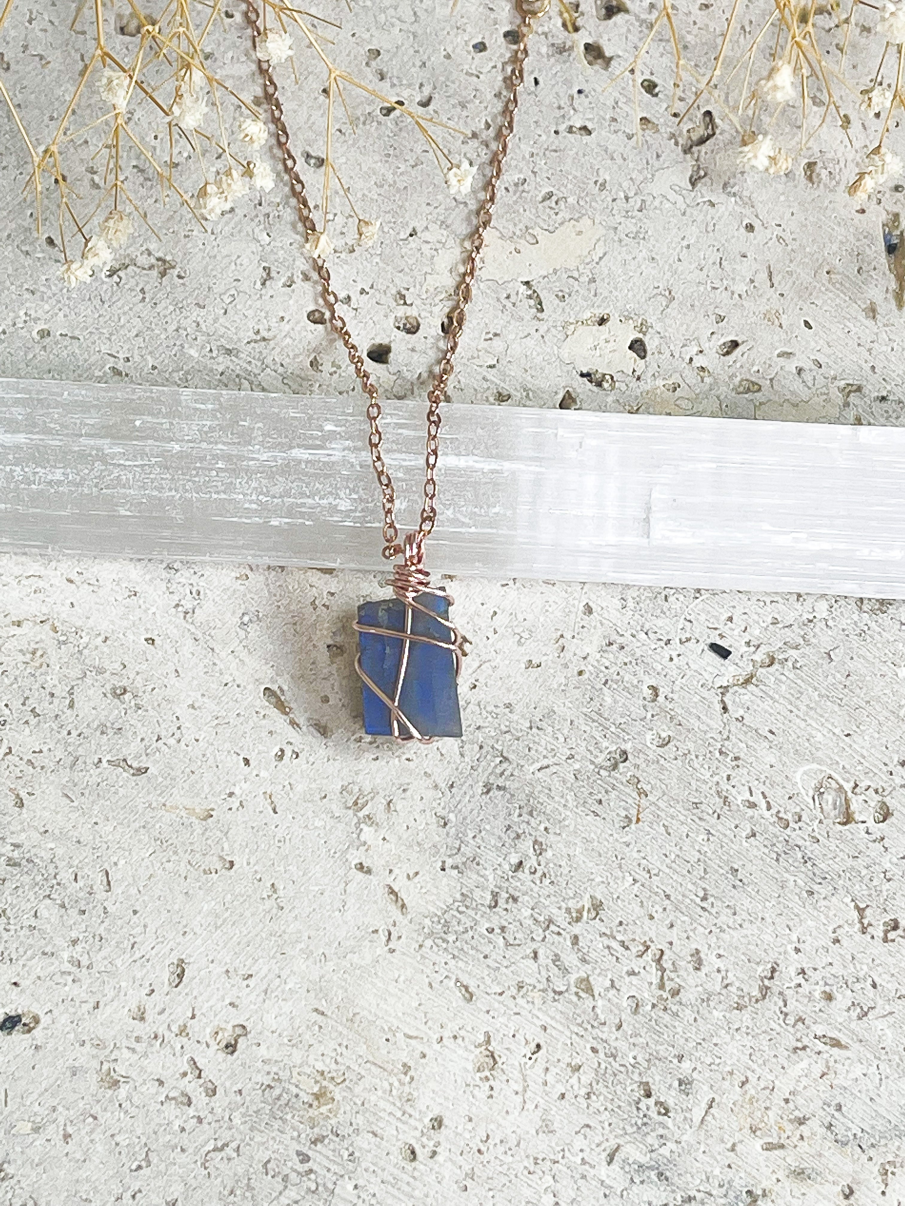 Labradorite Necklace // Rose Gold // Intuition + Wisdom + Protection