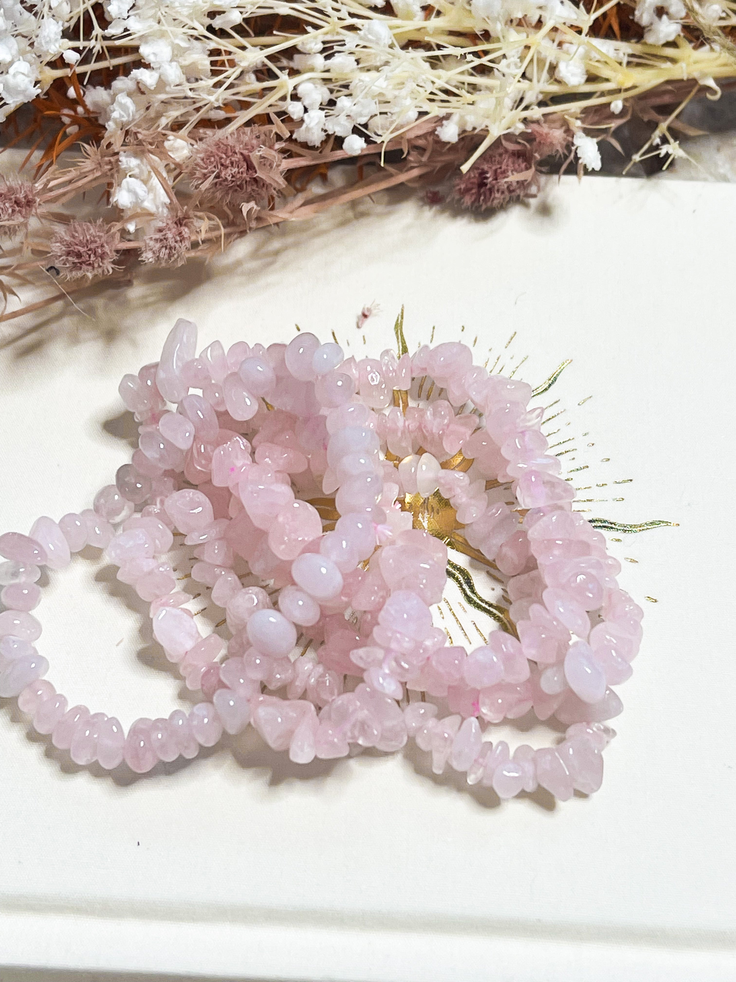 Rose Quartz Chip Bracelet // Love + Healing + Calming