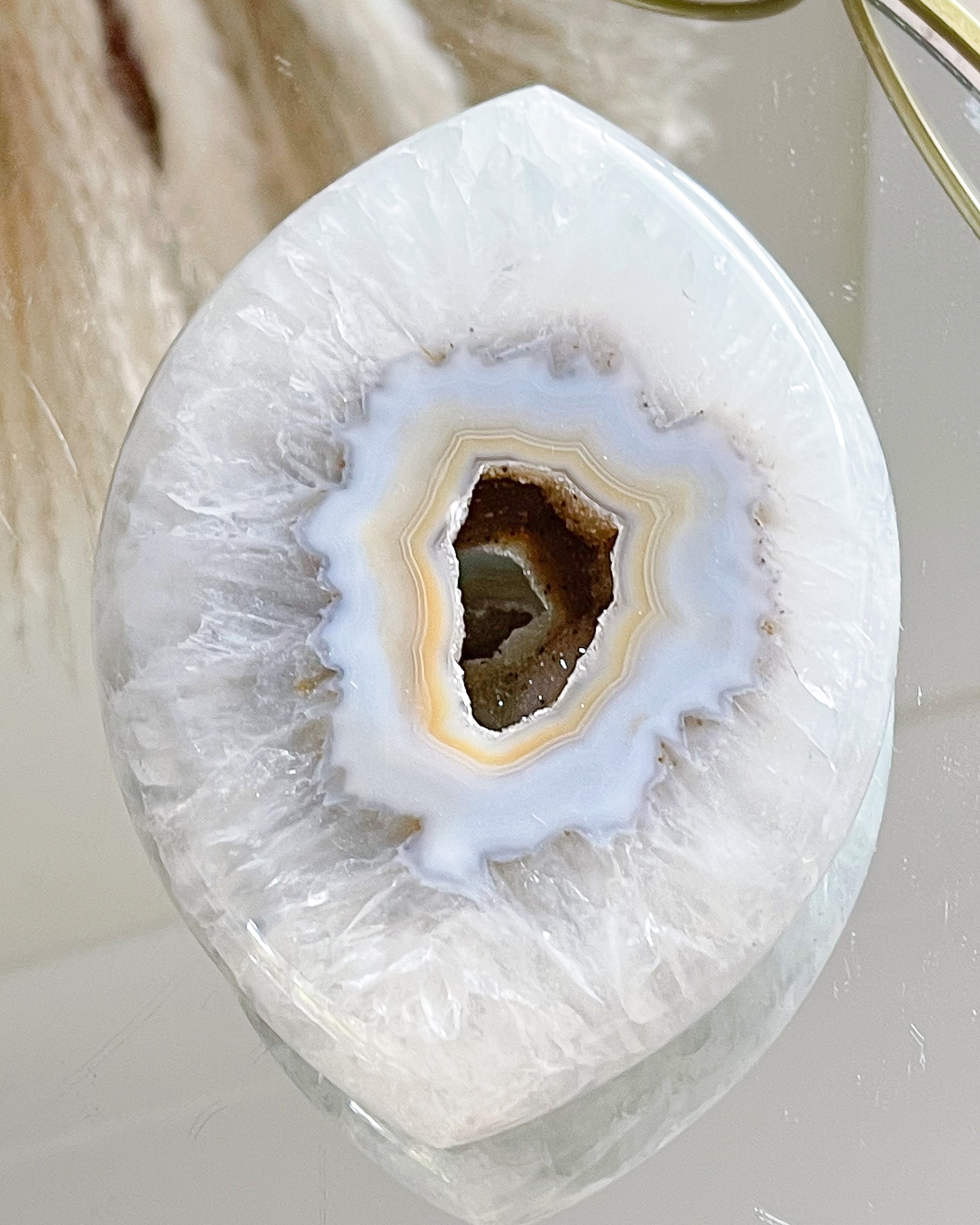 Agate Evil Eye on stand // Gold // Protection + Strength + Grounding