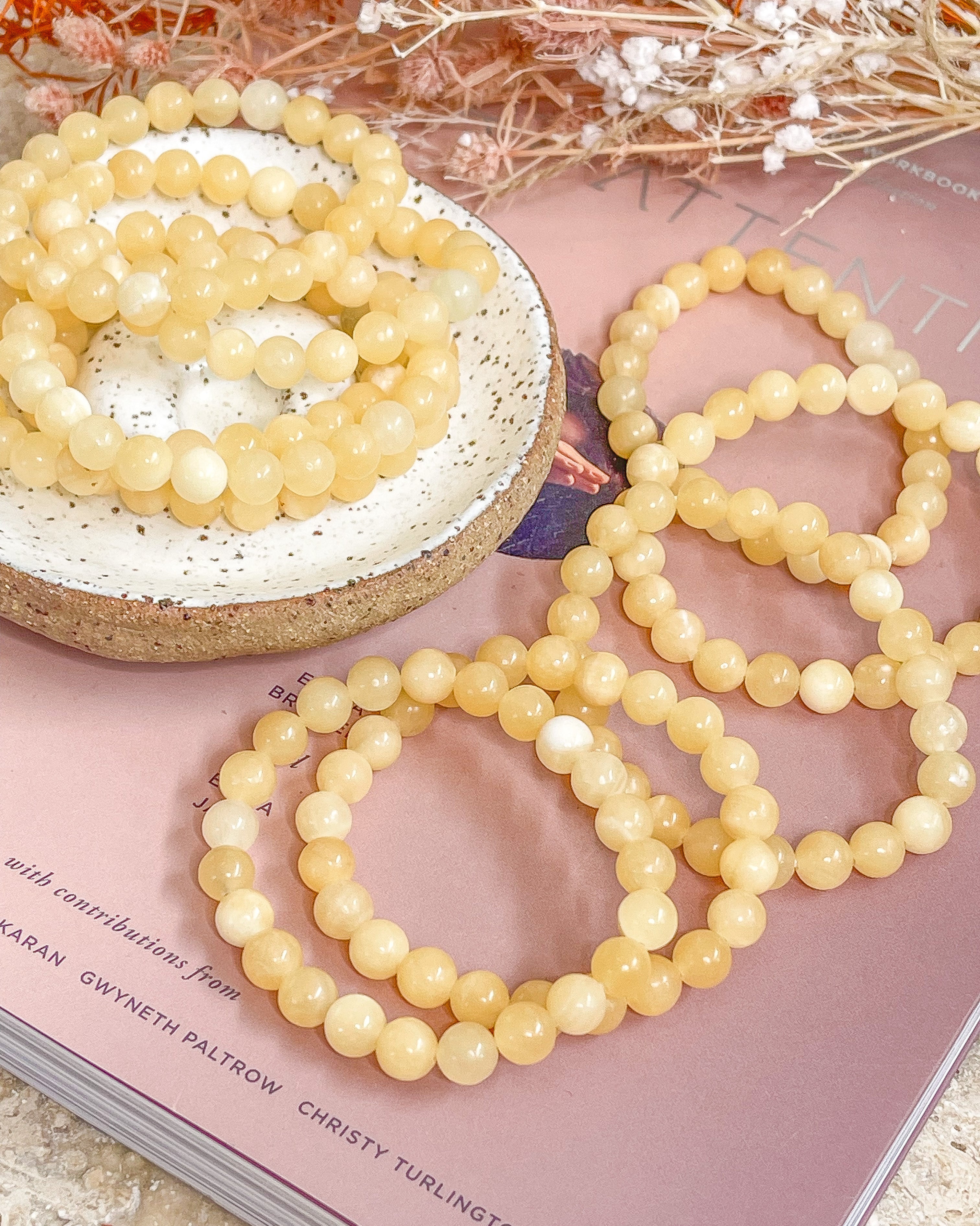Yellow Calcite Bead Bracelets // Opportunities + Intellect + Self Confidence