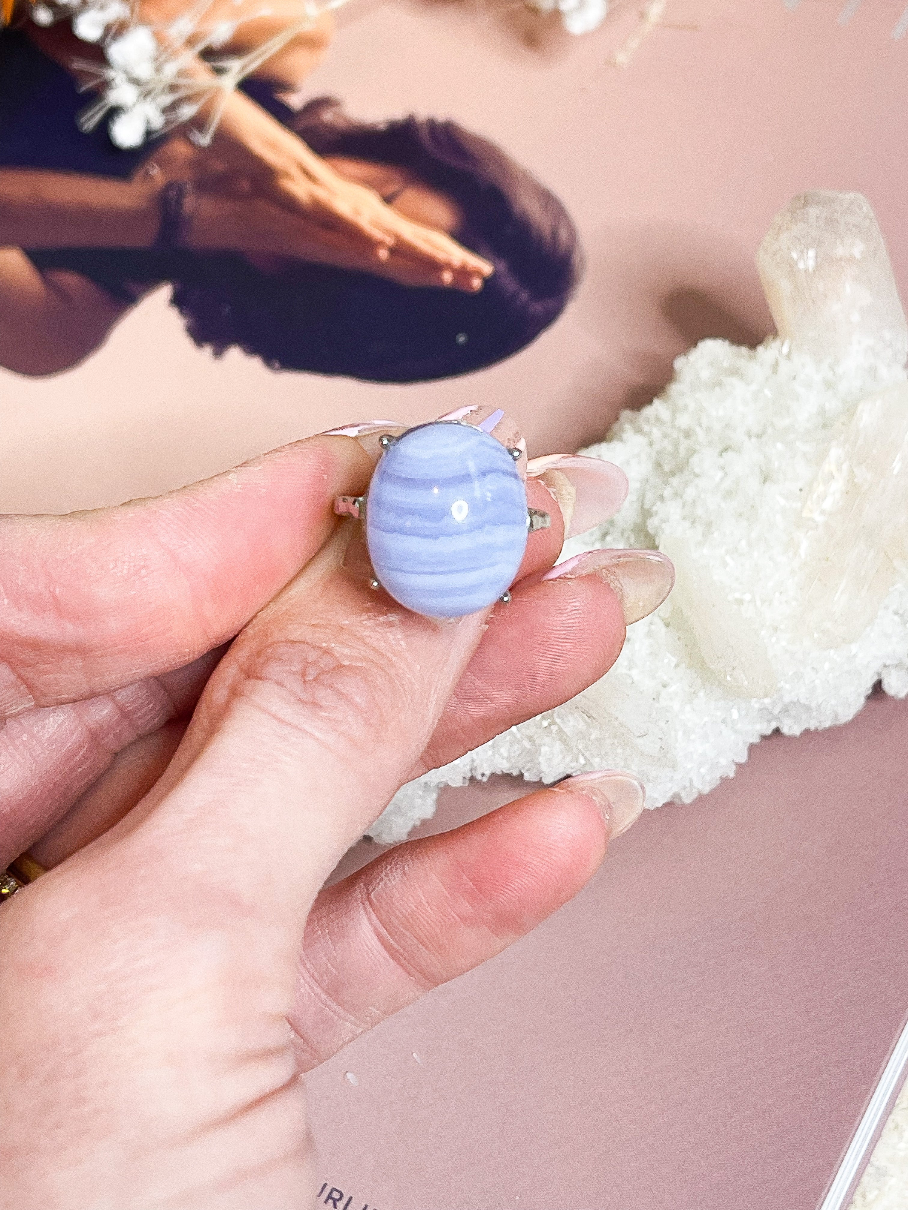 Blue Lace Agate Ring // Higher Consciousness + Creativity + Inner Peace