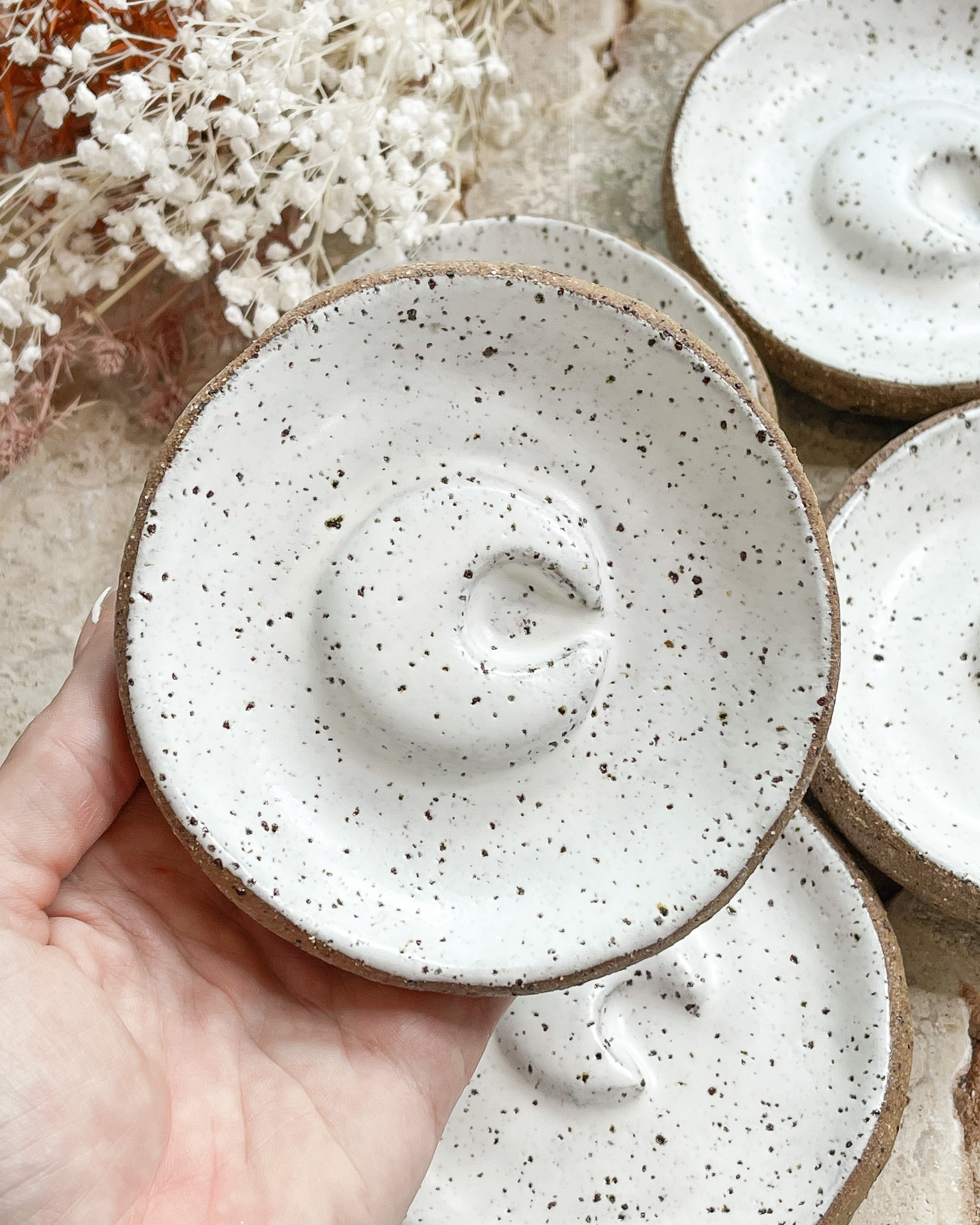 Crescent Moon Trinket Tray // Ceramic // Handcrafted + Rustic + Cleansing