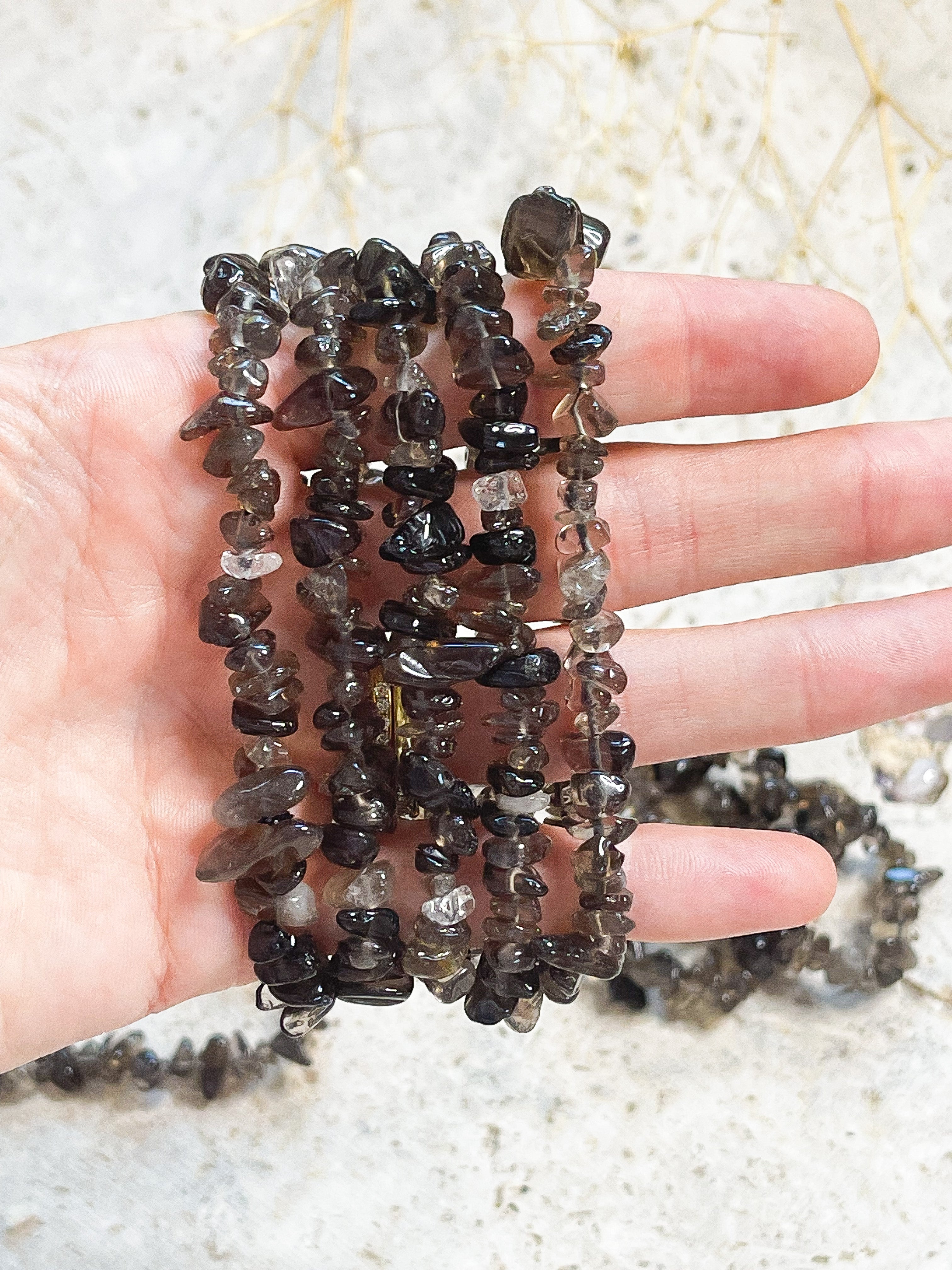 Smoky Quartz Chip Bracelet // Healing + Protection + Balance