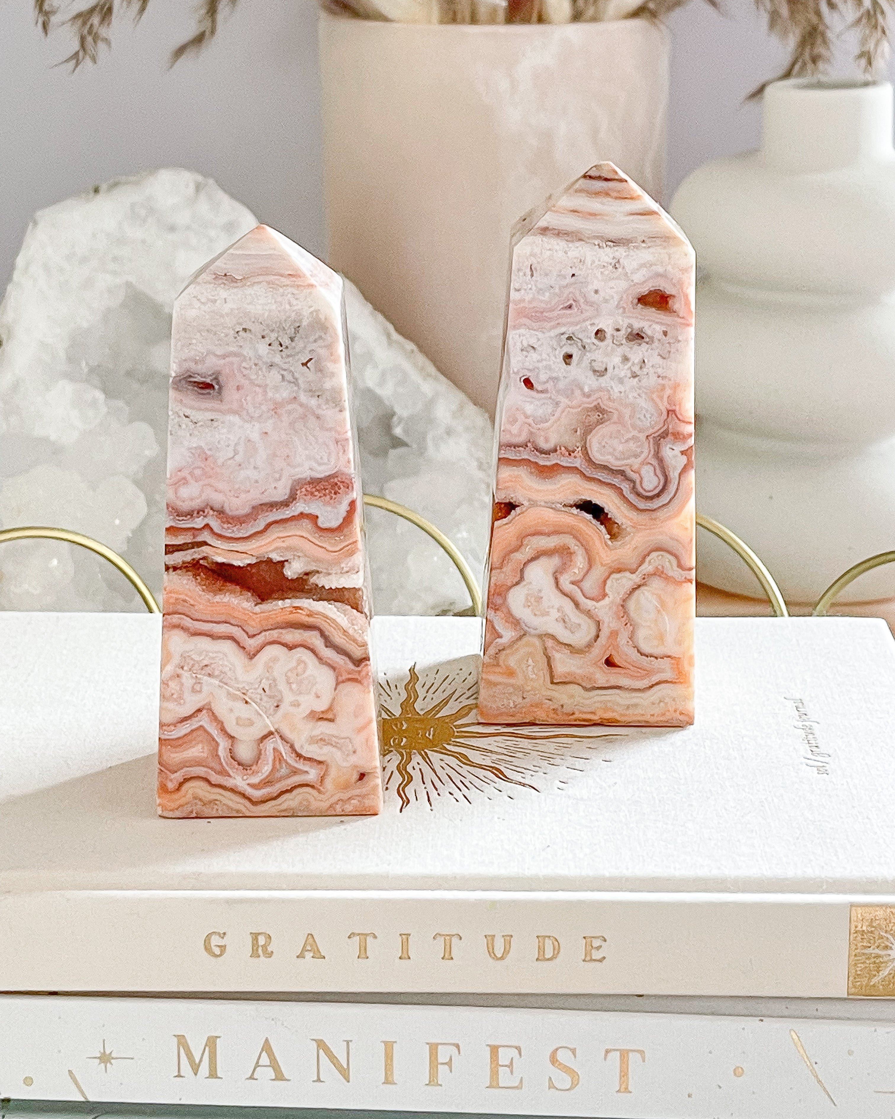 Pink Crazy Lace Obelisk // Styling Set // Happiness + Balance + Positive Vibes