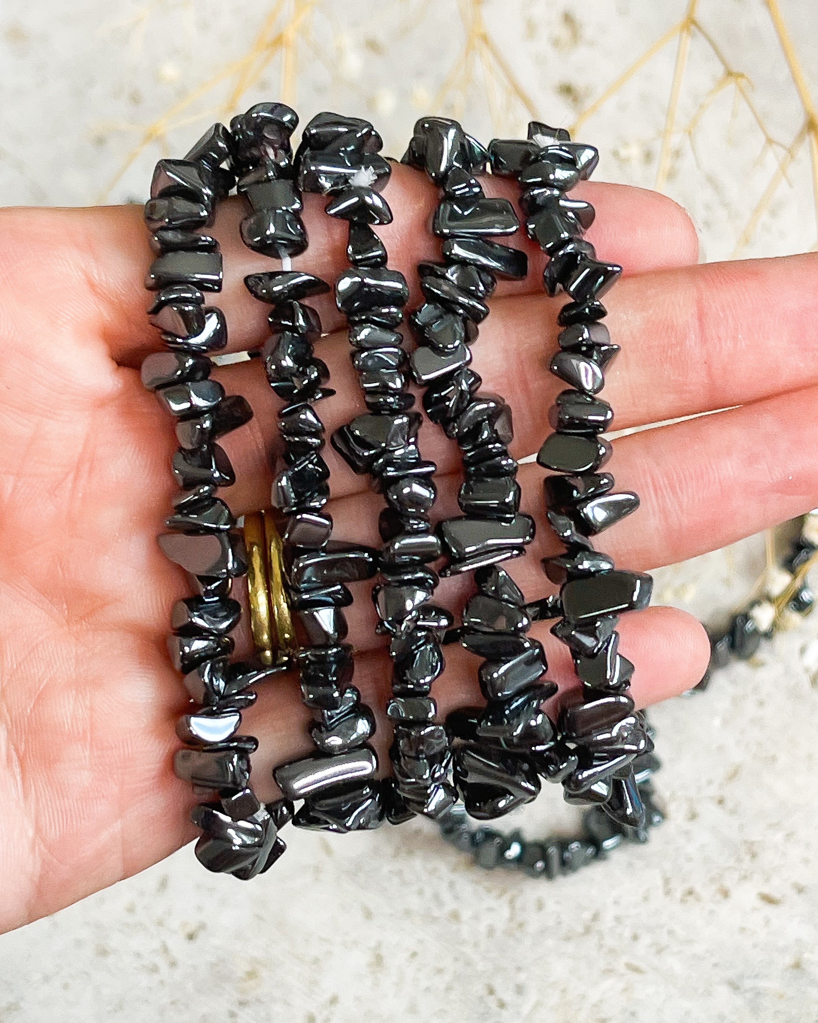 Hematite Chip Bracelet // Balancing + Recharge + Grounding