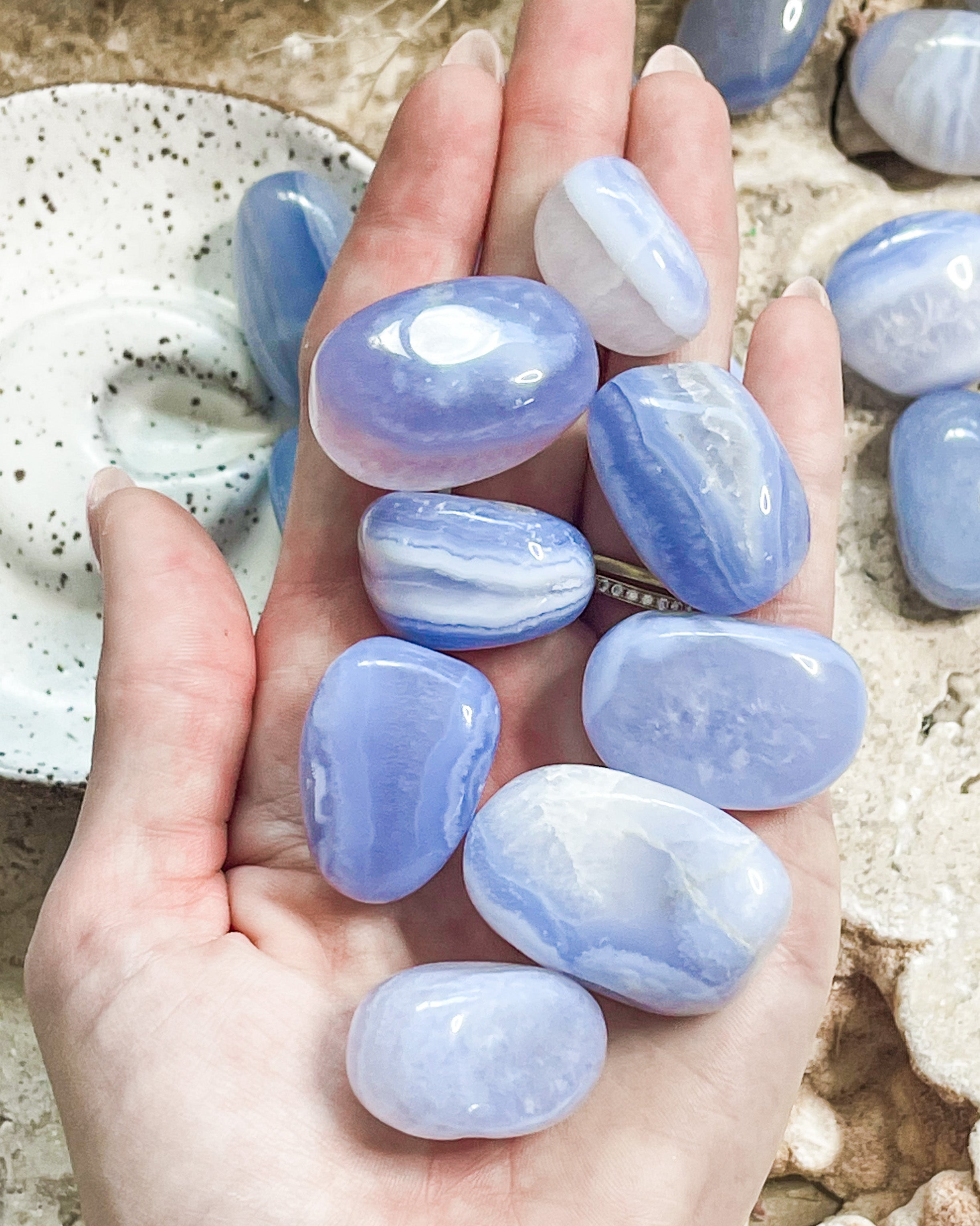 Blue Lace Agate Tumbled // Higher Consciousness + Creativity + Inner Peace