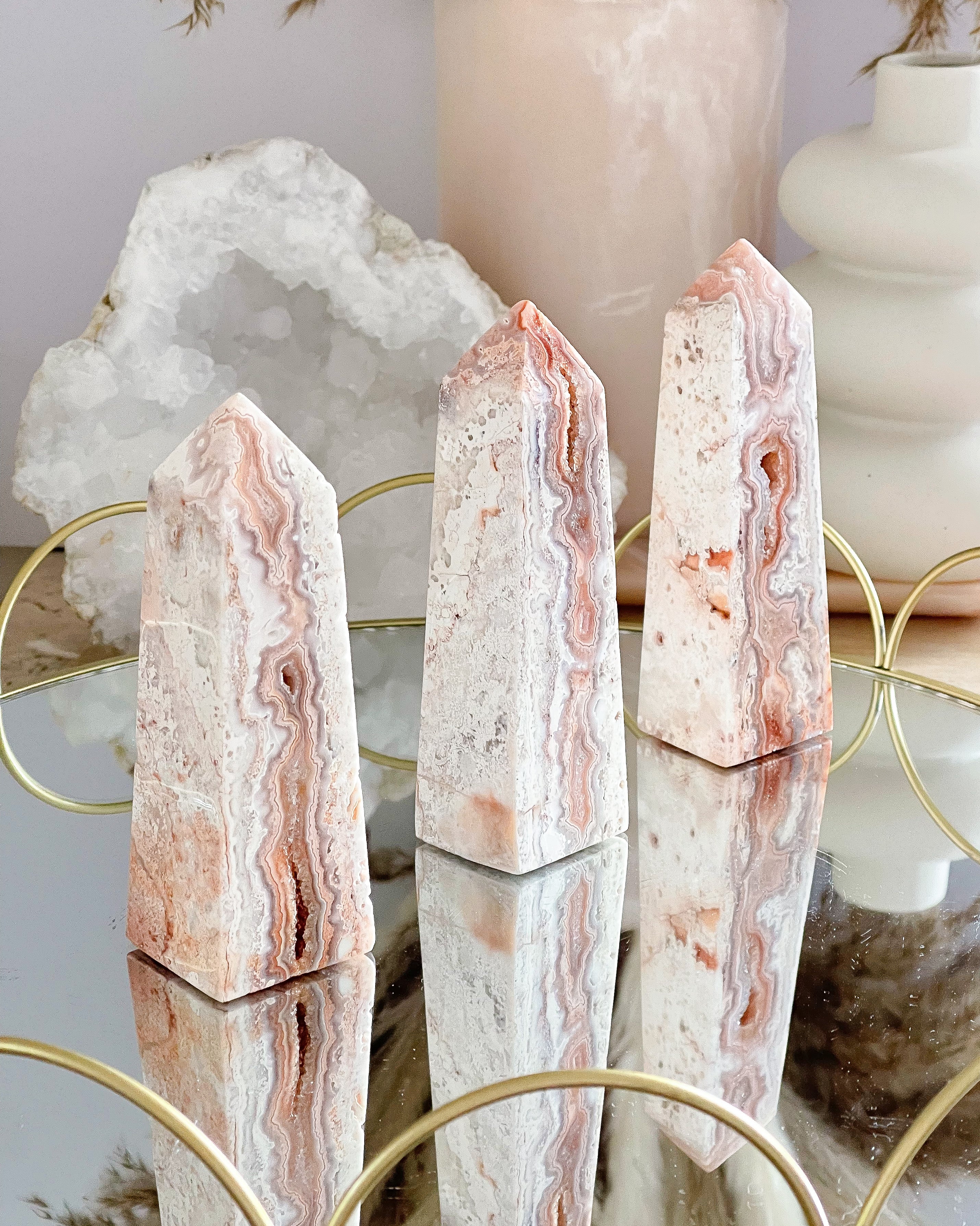 Pink Crazy Lace Obelisk // Styling Set // Happiness + Balance + Positive Vibes