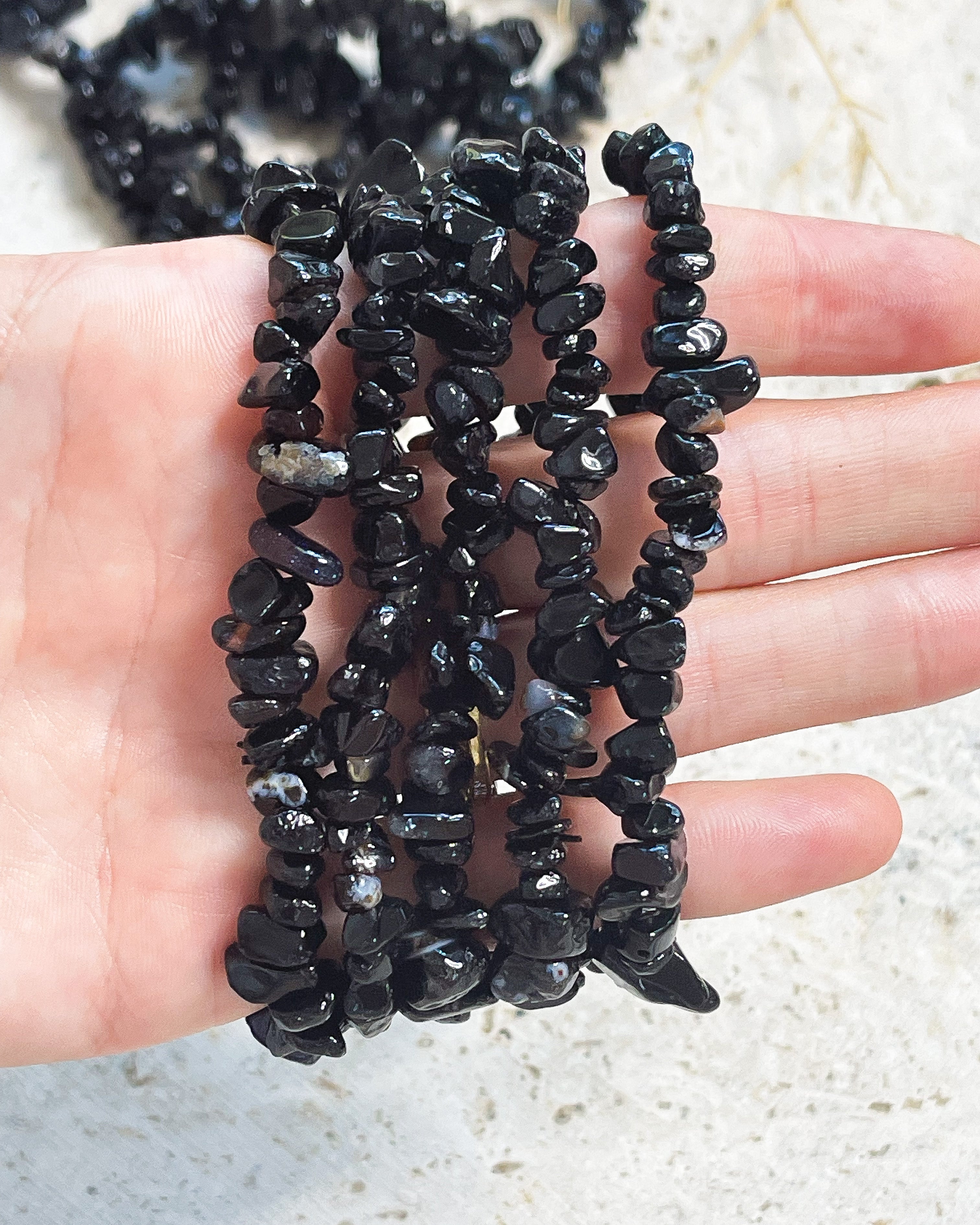Black Tourmaline Chip Bracelet // Protection + Grounding + Recharging